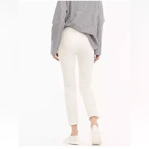 J. Crew White Martie Crop Pants Stretch Cotton Blend Women’s Size 12 (1261) - Picture 2 of 7